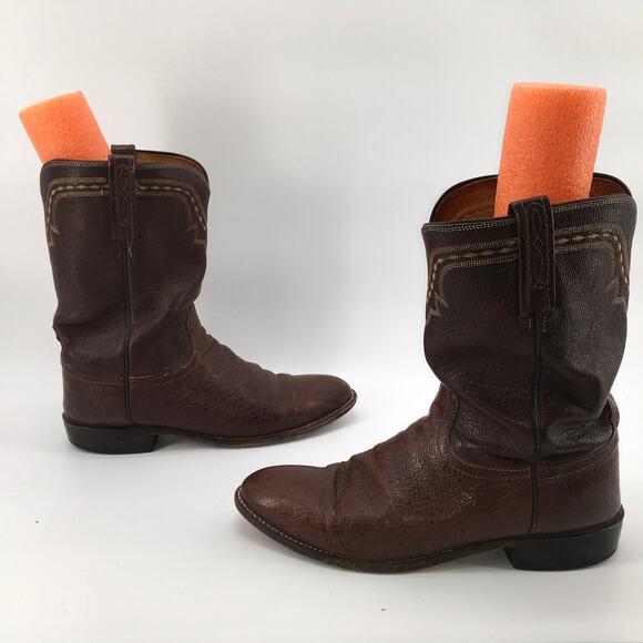 Lucchese 2000 Mens T0104C2 Chocolate Brown Leather Roper Cowboy Boots Size 10.5D main image 6